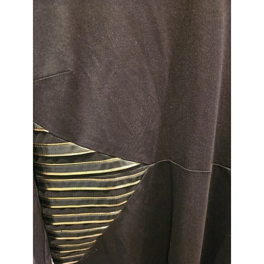 Eloquii Black Dress Gold Zipper Accents at sides for slimming effect long Sleeve - Picture 2 of 9